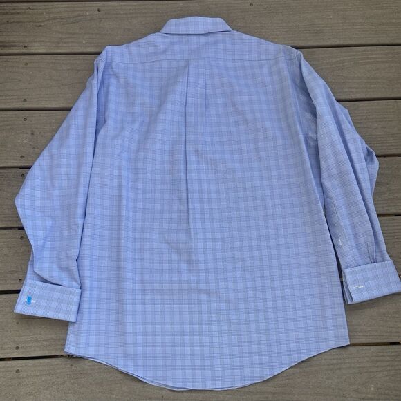 Brooks Brothers Supima Cotton French Cuff Dress Shirt Blue Micro Check 16.5-34 - Picture 11 of 13